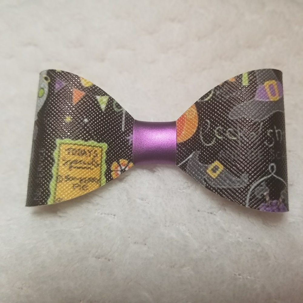 Spooky Faux Leather Bow